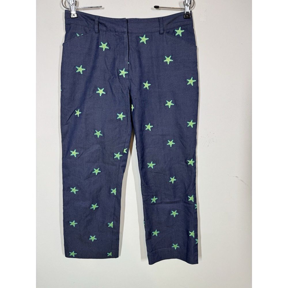 Lilly Pulitzer Embroidered Starfish Cropped Pants Size 2 Stretchy Beachy Resort